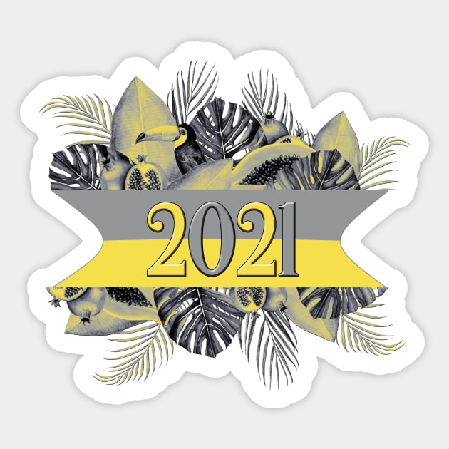 COLOR OF THE YEAR 2021 ILLUMINATING YELLOW AND ULTIMATE GRAY TROPICAL DESIGN Sticker by BEAUTIFUL WORDSMITH